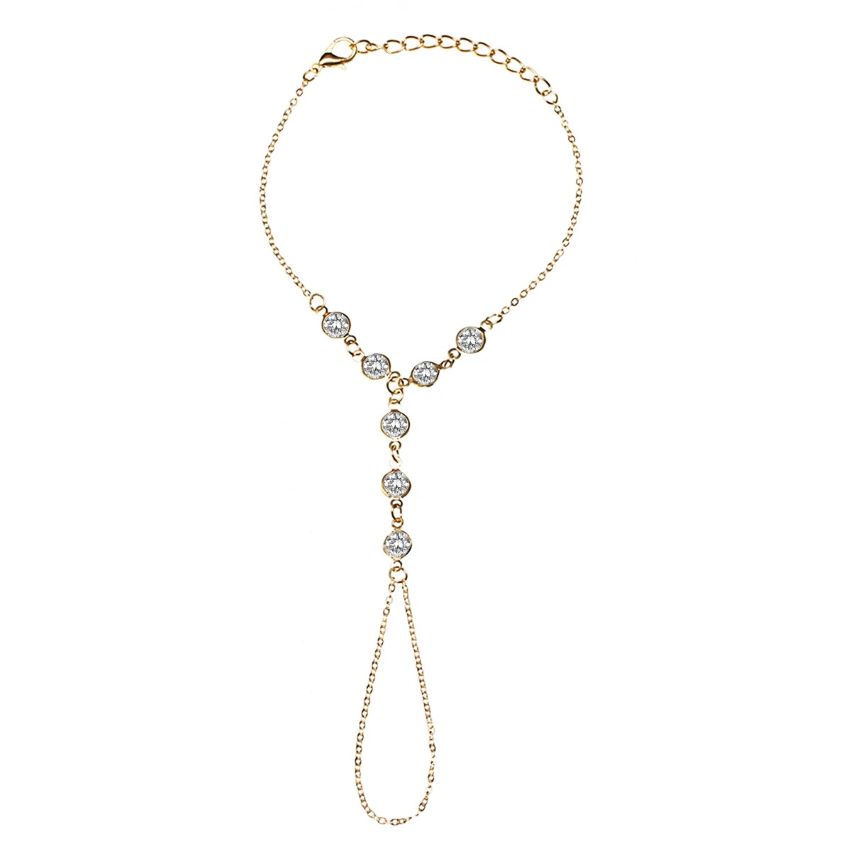Vintage Crystal Finger Bracelets & Bangles Luxury Slave Hand Link Chain Bracelet For Women Rhinestone Boho Jewelry Shellhard