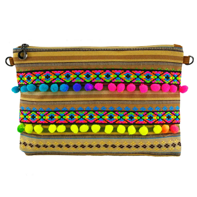 Brand Canvas women bags Handmade Tassel bags Chain Clutch bag Boho Shoulder bag Vintage Crossbody
