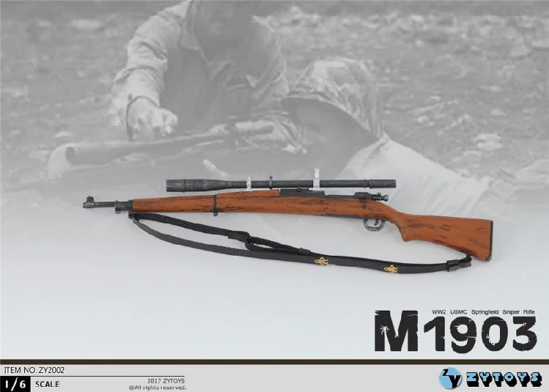  ZY2002 1:6 Scale M1903 Springfield Rifle WWII US Army Weapon Model Fit 12