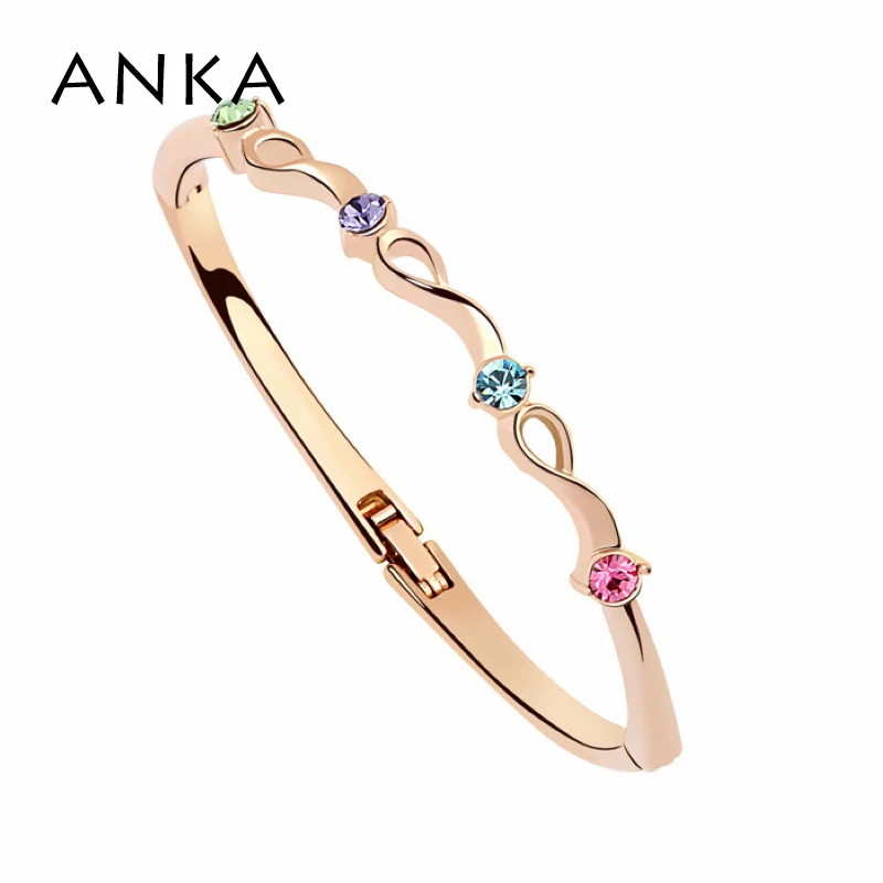 

ANKA Brand Rhinestone Circle Cuff Bangle Rose Gold Color High Quality Crystal Stone Bracelets & Bangles For Women 2017 #92454