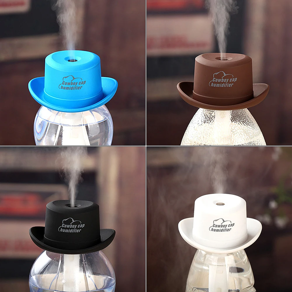 

New USB Mini Cowboy Hat Bottle Cap Humidifier Aromatherapy Air Humidifiers & Purifiers Portable Car Accessories