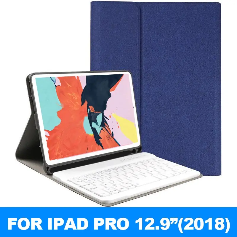 Чехол для iPad Pro 12,9, чехол для клавиатуры с карандашом, силиконовый чехол на заднюю панель, Чехол для iPad Pro 12,9 - Цвет: Pro 12.9 2018 Navy