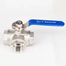 DN25 " BSP внутренняя резьба 304 из нержавеющей стали 3 ходовой Т-образный шаровой клапан масло Вода Воздух 229 фунтов/кв. дюйм