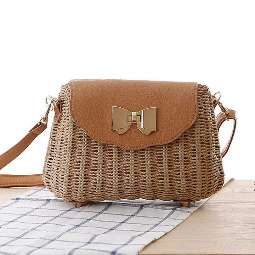 Della Crochet Boemia Donne Di Borsa light Brown Borse Bow Spalla Sacchetto Crossbody Estate Intrecciata Per Brown Handmade Paglia green Spiaggia Le Hollow Cestino Out Feminina xE0Tqq5vYw