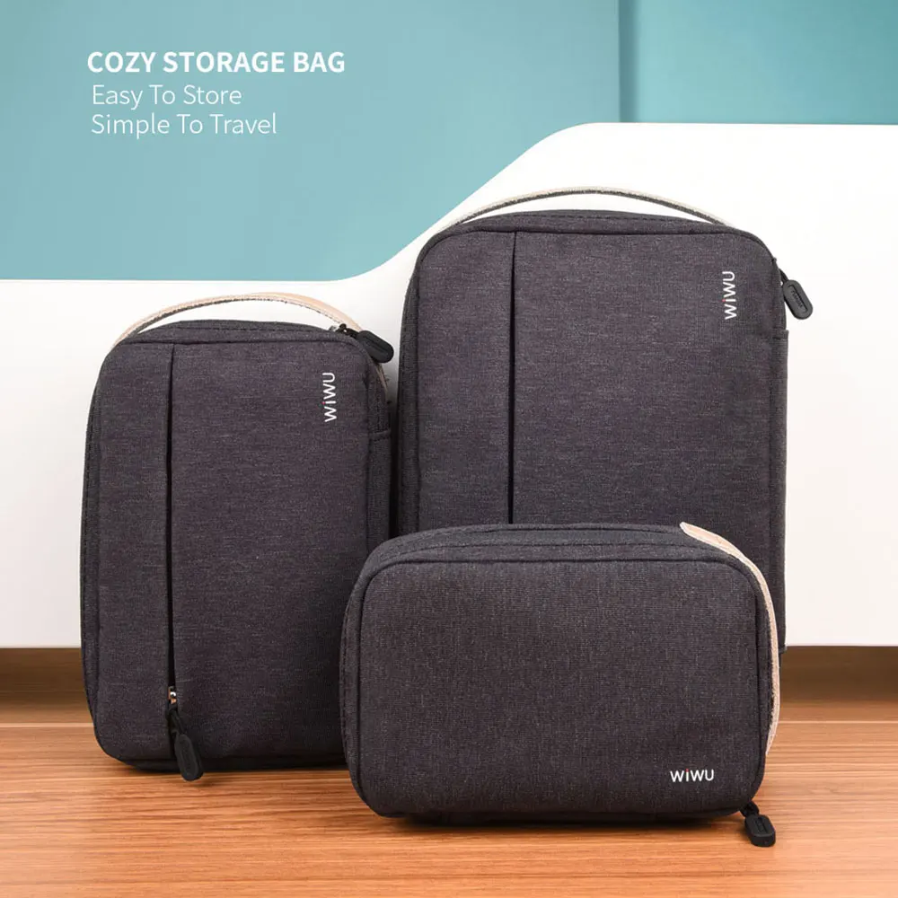 

WIWU Portable Hard Drive Case Water-resistance Nylon Storage Box Carrying Case Power Bank Headphone USB Cable Exteral Storage