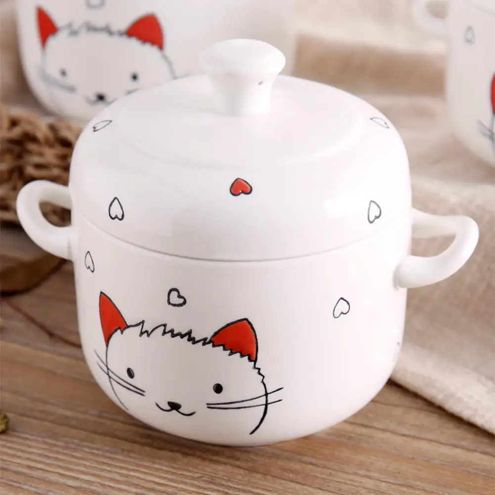 

Cute Ceramics Stew with Two Ears Microwave Oven Pressure Cooker Available for Kitchen Cooking