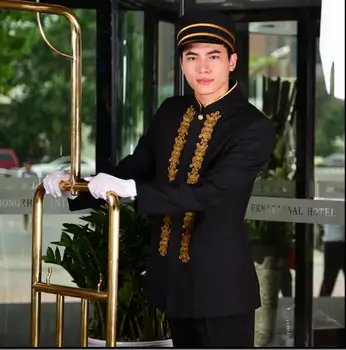 

Receptionist uniforms Embroidery Long sleeves Hotel uniform Men suit Doorman