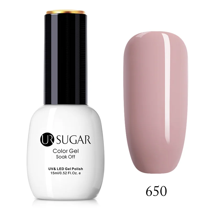 Ur Sugar 15 мл чистый цветной гель для ногтей лак розовый био-Гели Soak off УФ-гель для дизайна ногтей Лаки Полупостоянный лак гель маникюрный лак - Цвет: 650