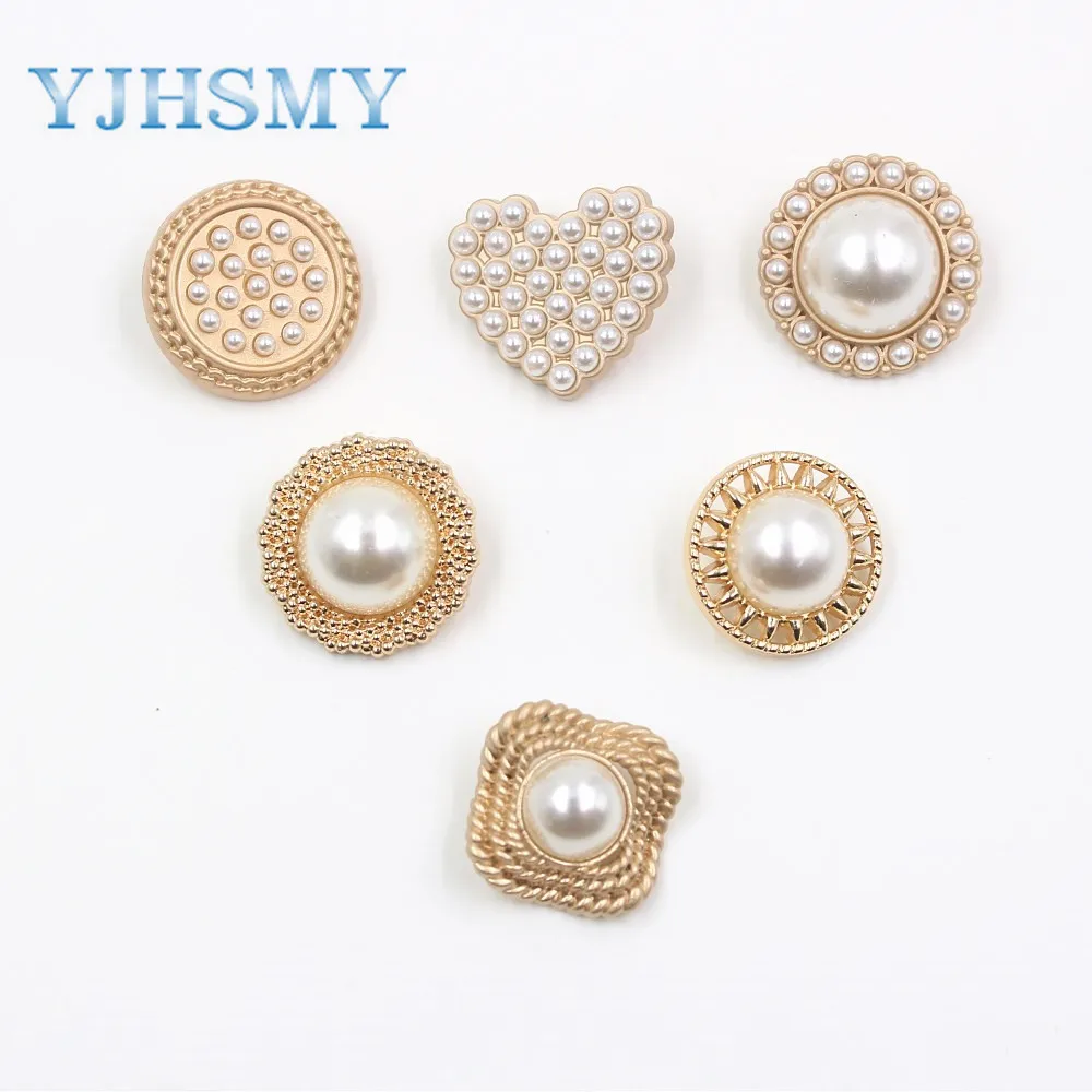 

YJHSMY A-19512-471,10pcs/Lot 22/25mm,High quality Faux Pearl gold Metal Button,clothing accessories DIY materials