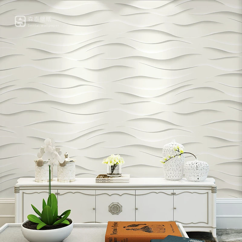 現代のシンプルなストライプ白 3d 波線壁紙リビングルームベッドルームダイニングルームのテレビの背景の壁紙 3d Wallpapers Aliexpress