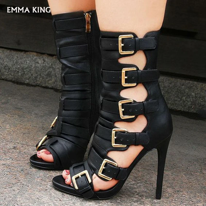 

2019 New Sexy Summer Boots Women Super High Heels Multiple Buckles Sandalias Mujer Trendy Heels Ladies Shoes Woman Plus Size