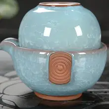 1 Чай горшок+ 1 Чай чашка кружка Quik Новая модель посуда зеленый простой чайник чашка 160 мл пузырек из фиолетовой глины под туристическая миска офисный чайный сервиз