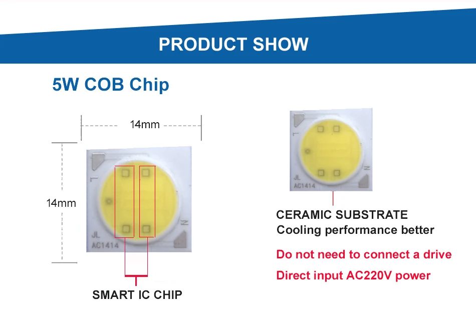 [YOYOLUO] Высокая мощность COB светодиодный чип лампы 220 В Smart IC без драйвера COB светодиодный Диод Светодиодный светильник прожектор Точечный светильник 5 Вт 20 Вт 30 Вт 50 Вт