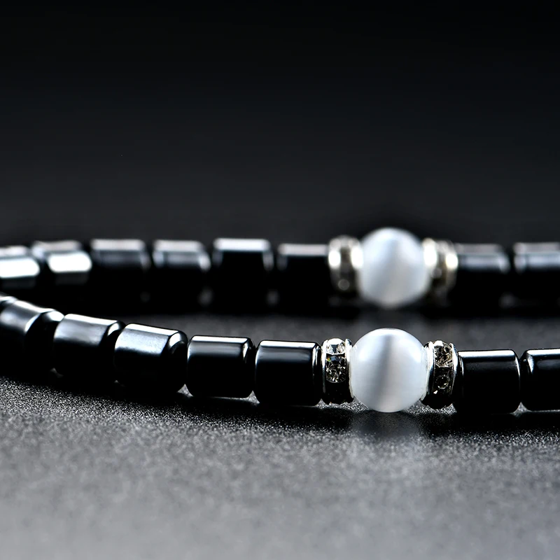 Высокое качество, магнитное гематитовое мужское ожерелье, круглые плоские черные бусы, жемчужное ожерелье с кристаллами, ювелирное изделие, подарок для женщин