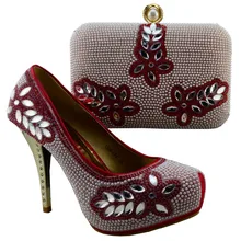 Free shipping Handmade Fashionable Italian Shoes With Matching Bag Wholesale For 1308 L64 Lady African Shoes