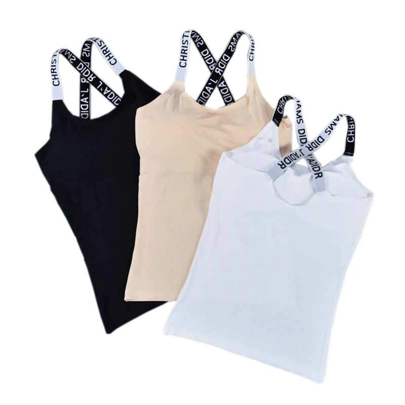 

Woman Gym Fitness Vest Home Yoga Bra Halter Top Design Shoulder Strap Letter Printing Mesh Running Breathable Underwear SCL149