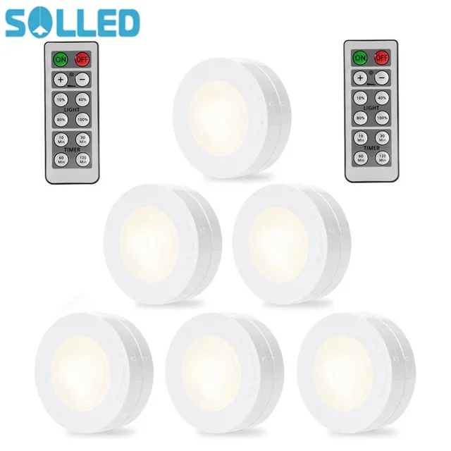 6pcs Led Puck Lights Remote Controlled Closet Super Bright 6pcs Led Puck Lights Remote Controlled Closet Super Bright Under Cabinet Lighting Round Shape Battery Ed