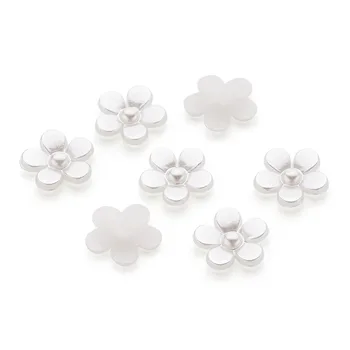 

Pandahall 50pcs 11x2mm Ivory Dyed Scrapbooking Flower Acrylic Pearl Cabochons Flat Back Embellishments for DIY Jewelry