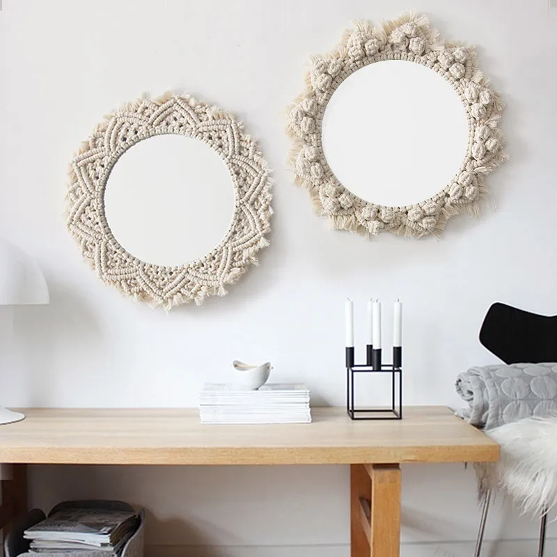 

New burrito blanket Macrame Wall Art Handmade Cotton Wall Hanging Tapestry with Lace Fabrics Bohemian Wedding Decoration