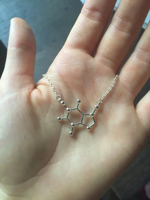 Серотонин кофеин ожерелье с дизайном «молекула» химия научная структура элемент кофе чай шоколад молекулярная цепочка ожерелье s