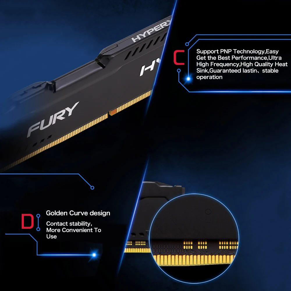 Оперативная память kingston HyperX FURY 4 ГБ 8 ГБ 16 ГБ DDR4 2400 МГц оперативная память для ПК оперативная Память DIMM 288-pin настольная оперативная память Внутренняя память оперативная память для компьютерных игр оперативная память