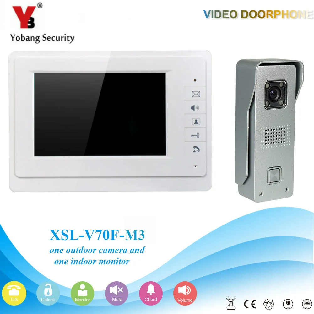 

YobangSecurity 7Inch Door Viewer Video Doorbell Home Security Camera Monitor Intercom System Door Entry Kit with intercom system