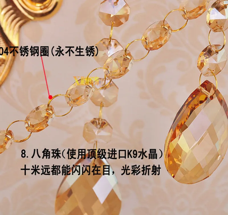  k9 crystal wall sconce gold bedside lamp hotel sconce home lighting bathroom E14 lights for home le - 32796197591