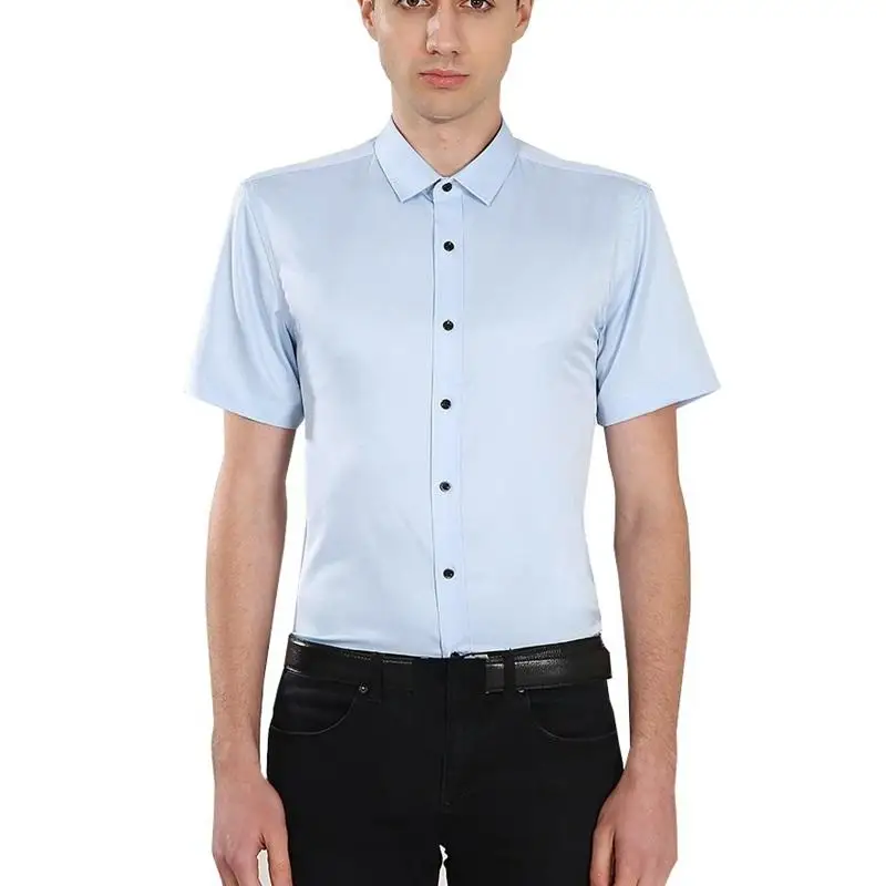 8XL 9XL Для мужчин короткий рукав с отворотом синяя рубашка 10XL 11XL 12XL 13XL 14XL Бизнес