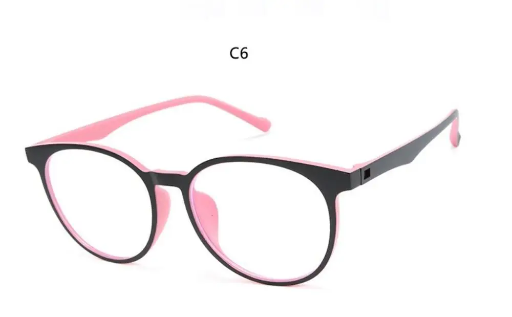 C6 black pink Круглые очки оправа для очков модные голубые легкие очки TR90 ультралегкие Компьютерные очки для женщин и мужчин оправа для очков - Цвет оправы: C6 black pink