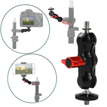

1/4" Screw Double Swivel Ball Head Magic Arm Mount Adapter for DSLR Camera Flash