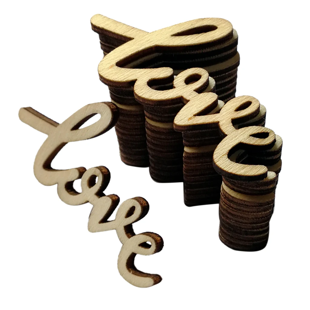 Lot of 15pcs LOVE Handmade Wooden Cut Wooden Pieces DIY Scrapbook Craft Party & Holiday DIY Decorations