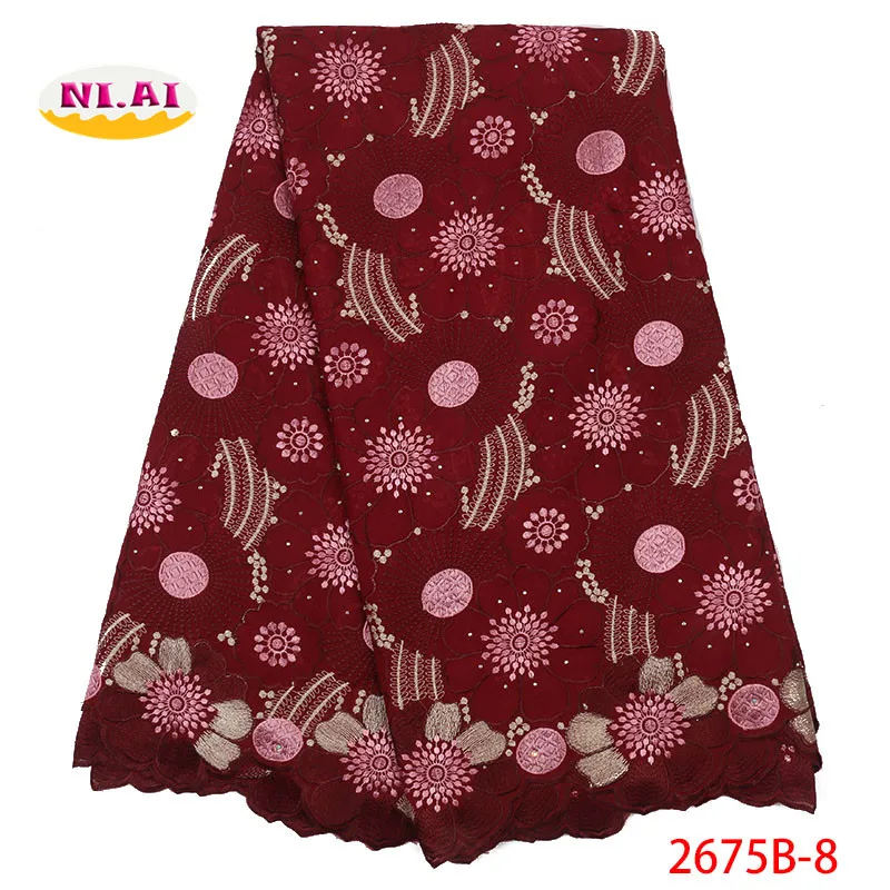 

African Nigerian Lace Red Color, Cotton Lace Fabric Dress, Newest Swiss Cotton Lace, 2019 Embroidery Dry Lace Mr2675b