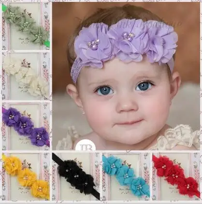 Accessoire pour cheveux nouveau-né en mousseline de soie fleur enfants Coiffure Bandeau Hairband 