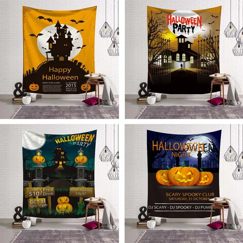 

Large 3D Print Sugar Skull Halloween Decor Tapestry Happy Halloween Psychedelic Wall Hanging Door Ornament Party Supplies Cloth