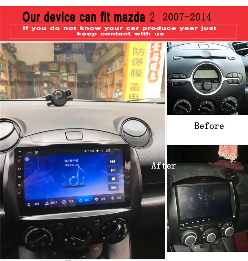 Sale Aotsr Android 8.0 Car DVD Player Autoradio GPS Navigation for Mazda 2 9 inch IPS Screen Mirror-link Bluetooth no DVD 2 din radio 3