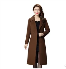 4XL Plus Size Autumn Woolen Jacket Women 2018 New Lapel Double-Breasted X-Long Outerwear Long Sleeve Slim Wool Coat Female