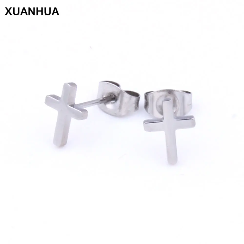 XUANHUA оптовая продажа серьги гвоздики из нержавеющей стали мужские кресты