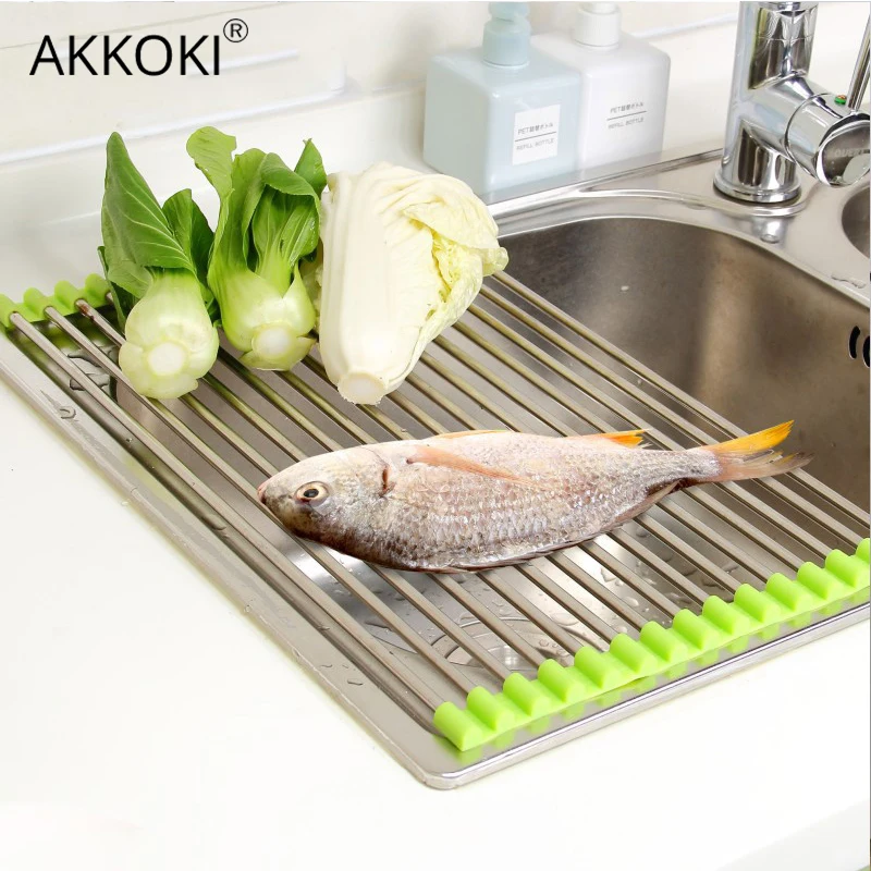 

Folding Draining Rack Dish Tableware Drying Racks Sink Storage Kitchen Organizers Stainless Steel Holder Drainer Colanders Tools