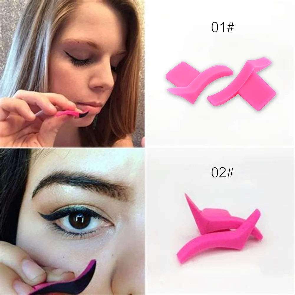 

1Pair Eyeliner Stamp Template Stencil Models Makeup Cat Eye Wing Eyeliner Stamp Tool