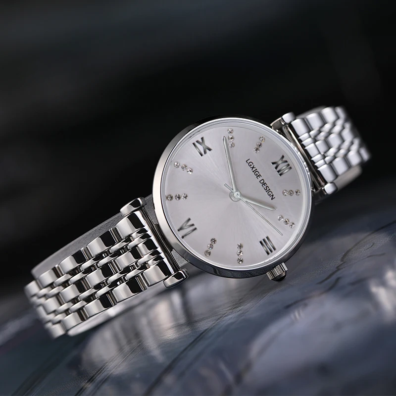 LGXIGE 2019 montre femme Роскошные брендовые часы из розового золота Женева бриллиантовые