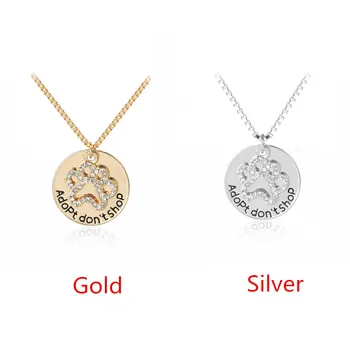 

High Quality Alloy Jewelry Letter adopt don't shop Pendant With Rhinestone Claw For Pet Lovers Gift
