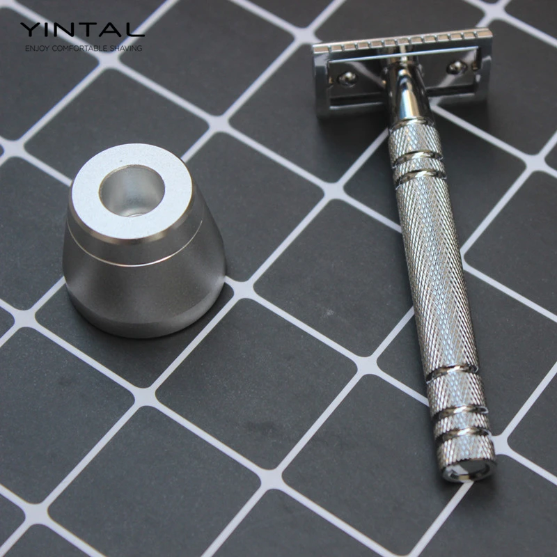 YINTAL бритва матовая Серебряная Классическая Безопасная бритва для бритья для мужчин качественная латунная медная ручка с двойным краем Ручные бритвы