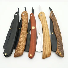 Деревянная ручка, стрижка в парикмахерской, бритва для бритья, 10 шт./партия, Профессиональная парикмахерская бритва, бритва, сменный нож