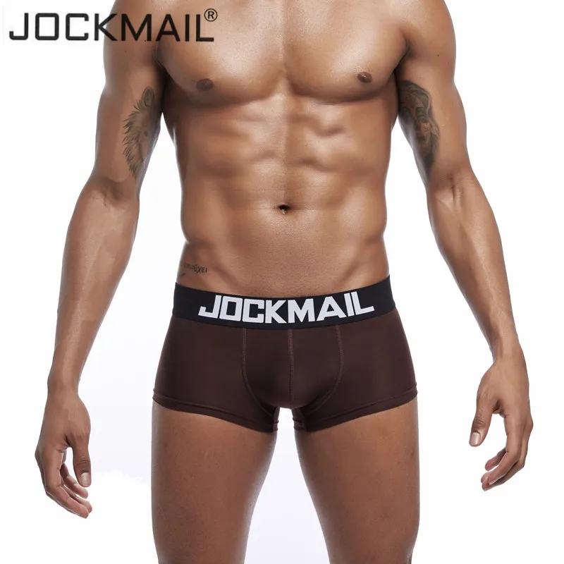 JOCKMAIL сексуальные мужские трусы-боксеры дышащий шелк светло-голубого цвета Мужское нижнее белье удобные мужские трусы, фирменные, мужские слипоны