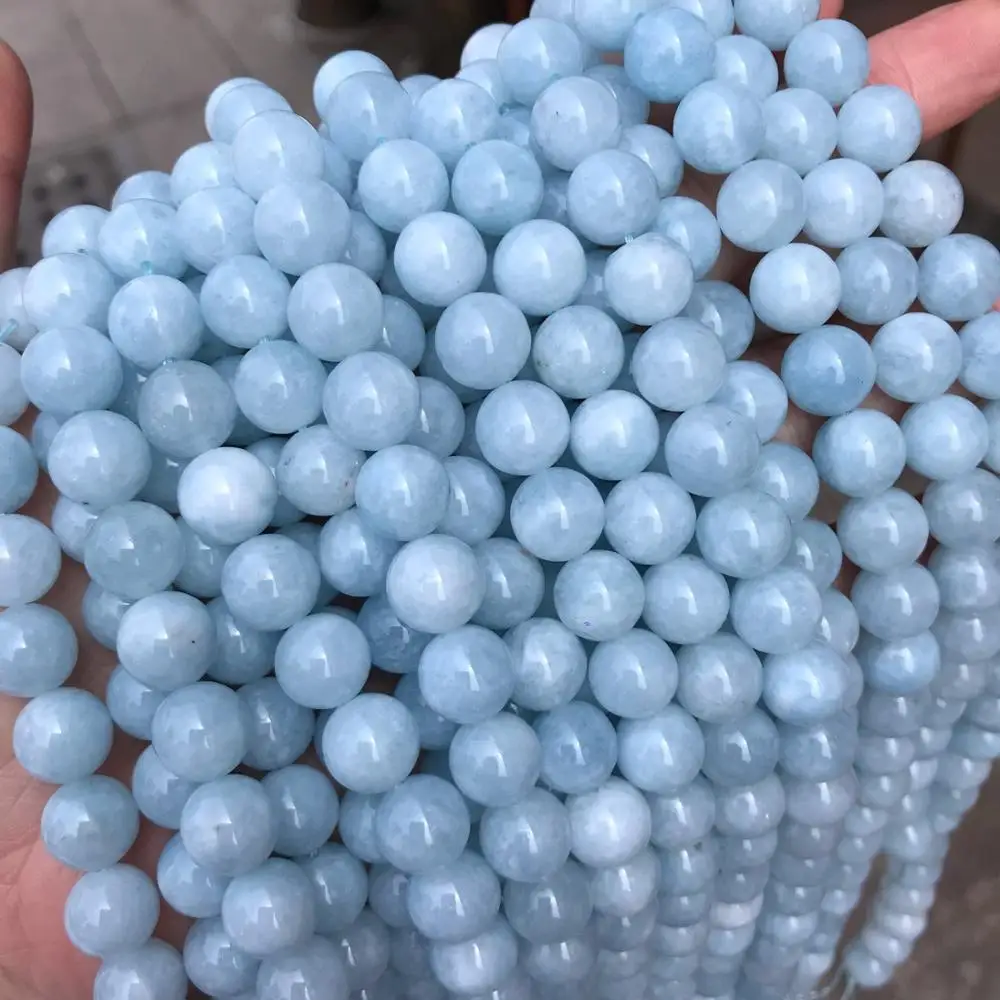 

Natural Aquamarines Stone Beads for Jewelry Making DIY Bracelet Necklace Pick Size 6 8 10 12mm 15" Loose Strand Spacer Beads