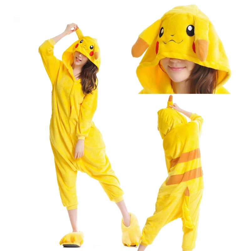 

autumn Winter Women Men Adults Flannel Hooded Animal Pajamas Sets Cartoon Sleepwear Unicorn Pajamas Stitch Kigurumi Unicornio