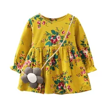 Новинка года; платье для девочек; Вечерние Платья с цветочным рисунком для девочек; детское Повседневное платье; Детские платья с длинными рукавами; сезон осень-весна; От 1 до 5 лет