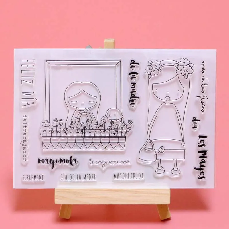 

2019 new arrival Watering Girl Transparent Clear Stamps for DIY Scrapbooking/Card Making/Kids Fun Decoration Supplies