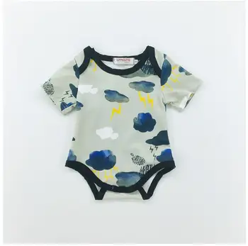 

1pcs Autumn bear Kids Costume Baby Boys Girls Bodysuits short Sleeve cute Cotton Clothing Infant Cloud Lightning Jumpsuit