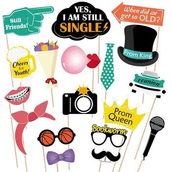 

18pcs Class Reunion Photo Props Kit Funny Photo Booth Props For Parties Outdoor Events Celebrations Graduation Party Supplies